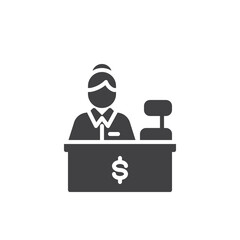Bank cashier vector icon