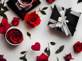 Detailed hearts wine roses men women Valentines