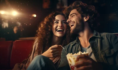 Fotobehang couple watching movie in cinema © Mid