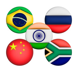 3D Flag of BRICS on an avatar circle. BRICS is a grouping of the world economies of Brazil, Russia, India, China, and South Africa. - 692976703