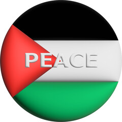 3D Flag of Palestine on an avatar circle, the concept of peace in Palestine. Stop world war. - 692976707