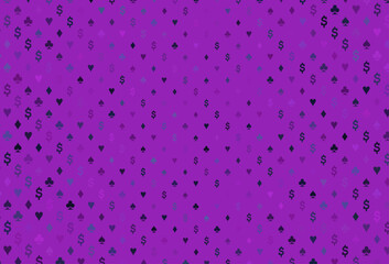 Dark pink, blue vector template with poker symbols.