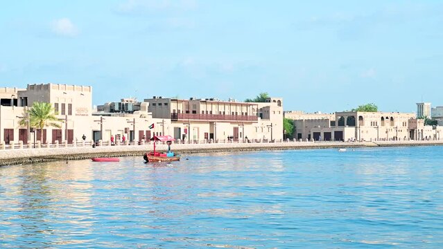 Beautiful View of Old Dubai and Architecture near Deira Creek
