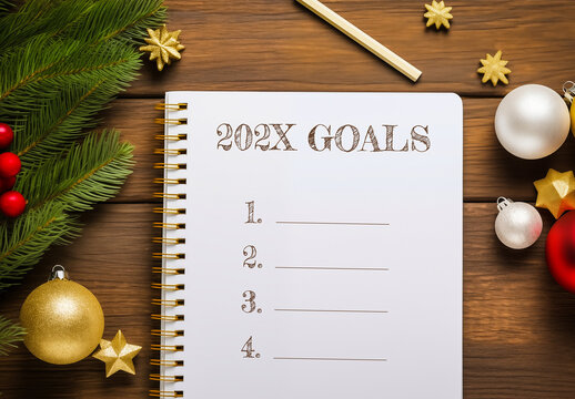 New Year’s Goals List Mockup With Editable Text and Generative ai