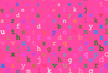 Light multicolor, rainbow vector background with signs of alphabet.