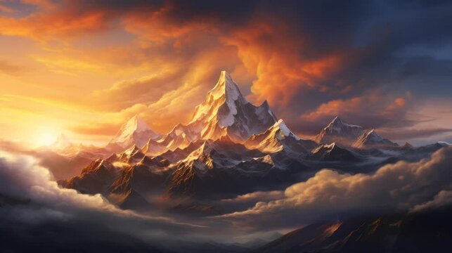 high and beautiful mountain views  and seamless looping virtual time-lapse video animation background. Generated with AI