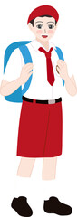 Obraz premium indonesia elementary school student cartoon