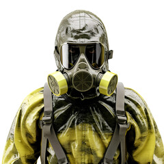 People in gas masks and radioactivity on transparent background PNG. Germ and nuclear war concept.