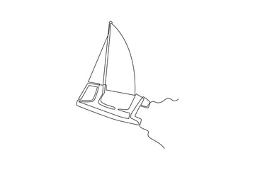Use sailing on ocean. Sailor work life minimalist concept.