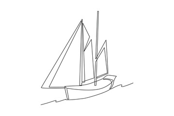 Luxury Sailing ship. Sailor work life minimalist concept.