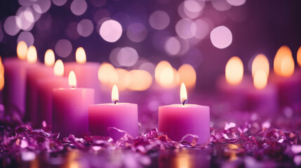 Obraz na płótnie Canvas Flaming pink aroma candles