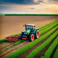 Belarusian tractor harvests the crop