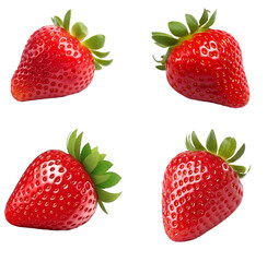 PNG transparent Fresh, Juicy Strawberries Isolated on White Background - Red, Sweet, and Ripe Berry Deliciousness with a Touch of Greenery