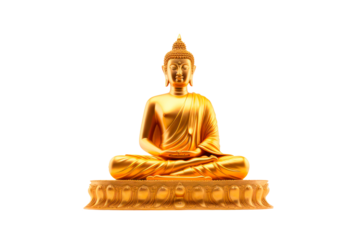 Image of golden buddha statue on transparent background, png image
