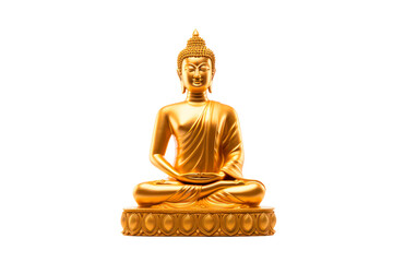 golden buddha statue on transparent background, png file