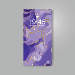 Smartphone screen with abstract wavy marble wallpaper background
