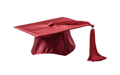 Red Graduation Cap with Maroon Tassel on a White or Clear Surface PNG Transparent Background