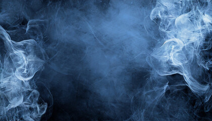 Blue abstract background, smoke in the foreground. - obrazy, fototapety, plakaty