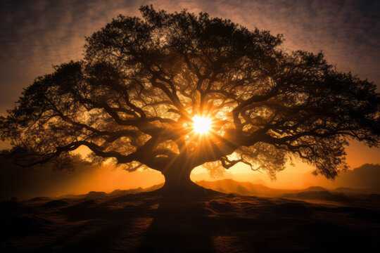 &Aacute;rbol a contraluz en el horizonte.