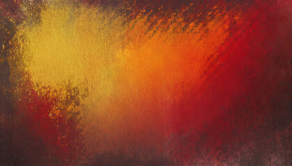 Grunge background with space for text, abstract dark texture; red orange and yellow color gradient on canvas