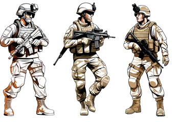 Military man vector, marines, NAVY, army soldier