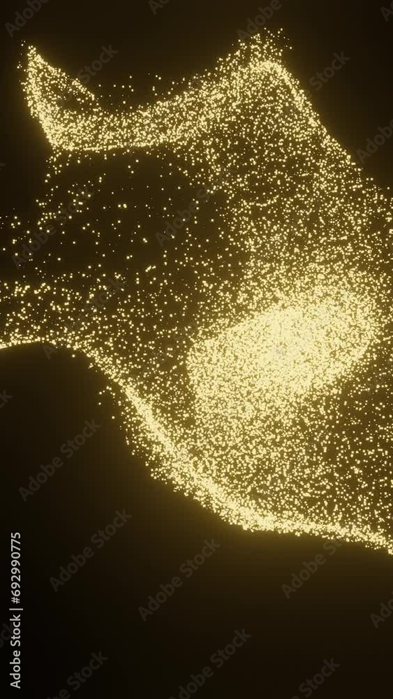Canvas Prints abstract golden glowing particles appear on black background. science fiction. 3d rendering. animati