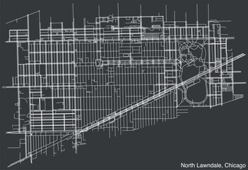 Detailed hand-drawn navigational urban street roads map of the NORTH LAWNDALE COMMUNITY AREA of the American city of CHICAGO, ILLINOIS with vivid road lines and name tag on solid background