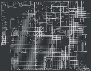 Detailed hand-drawn navigational urban street roads map of the NEW CITY COMMUNITY AREA of the American city of CHICAGO, ILLINOIS with vivid road lines and name tag on solid background