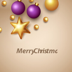 Golden Violet Christmas balls,star