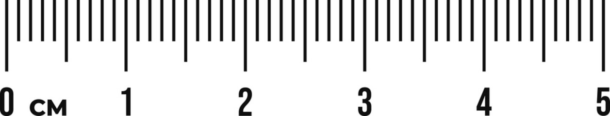 Ruler scale 5 cm. Centimeter scale for measuring