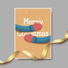 Merry Christmas and Happy New Year greeting card, poster, holiday cover