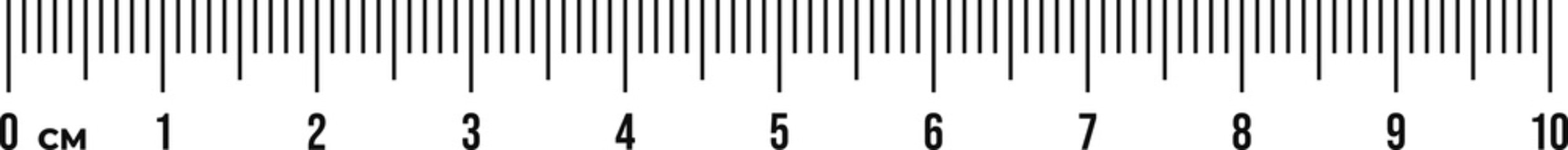 Ruler scale 10 cm. Centimeter scale for measuring