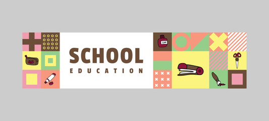 Flat school education horizontal banner concept