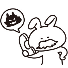 色加工ok うさぎ素材No. 199 お爺さん_詐欺電話