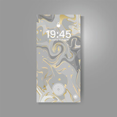 Smartphone screen with abstract wavy marble wallpaper creative