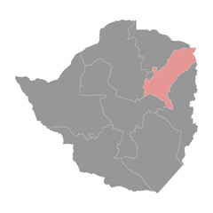 Obraz premium Mashonaland East province map, administrative division of Zimbabwe. Vector illustration.
