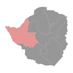 Matabeleland North province map, administrative division of Zimbabwe. Vector illustration.