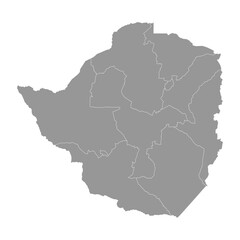 Zimbabwe map with administrative divisions. Vector illustration.