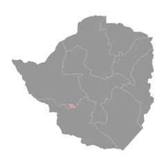 Bulawayo city map, administrative division of Zimbabwe. Vector illustration.