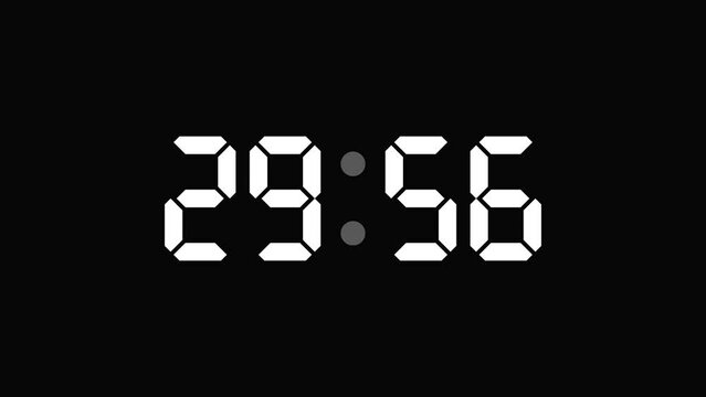 30 minutes digital clock countdown timer in 4k