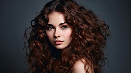 Naklejka premium portrait of a woman with black copper color hair