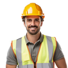 man wearing work clothes happy smile on a transparent background