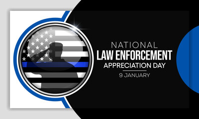 Law enforcement appreciation day (LEAD) is observed every year on January 9, to thank and show support to our local law enforcement officers who protect and serve. vector illustration