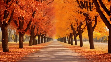 enchanting autumn alley: tranquil tree-lined park in fall