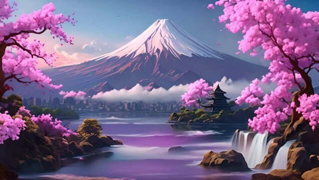桜と富士山の観光イメージ,Generative AI 