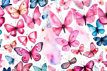 Butterfly collection. Watercolor illustration. Colorful Butterflies clipart set. Pink butterfly. Girl baby shower design elements. Party invitation, birthday celebration.