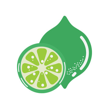 Lime isolated on white background. Vector illustration in flat style.