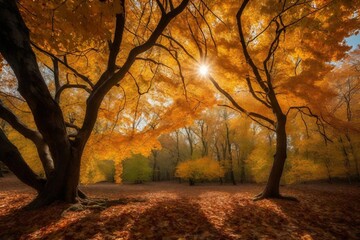 autumn in the park and generated AI