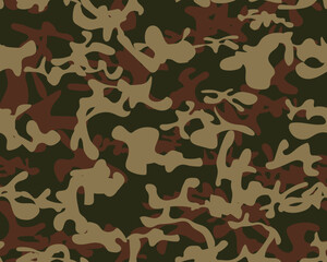 Fototapeta premium Camouflage Abstract Vector. Dirty Repeat Pattern. Khaki Camo Print. Seamless Camo Print. Modern Green Texture. Digital Green Camouflage. Seamless Paint. Tree Brown Canvas. Vector Military Background.