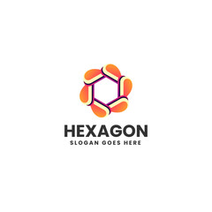 Vector Logo Illustration Hexagon Gradient Colorful Style